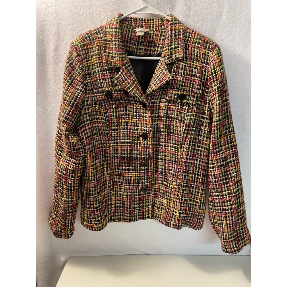 Christopher & Banks blazer jacket multi color size Large vintage black pink
